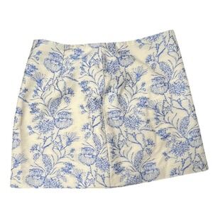 Commense Women's Hampton Blue/Cream Floral Mini Skirt - Size Large